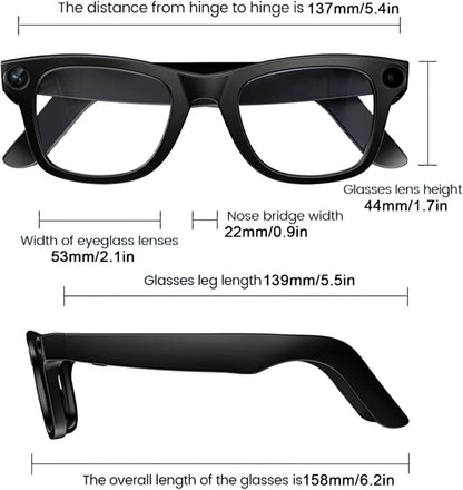 AI Smart Glasses with 8MP HD Camera, AI Voice Assistant & Bluetooth 5.3